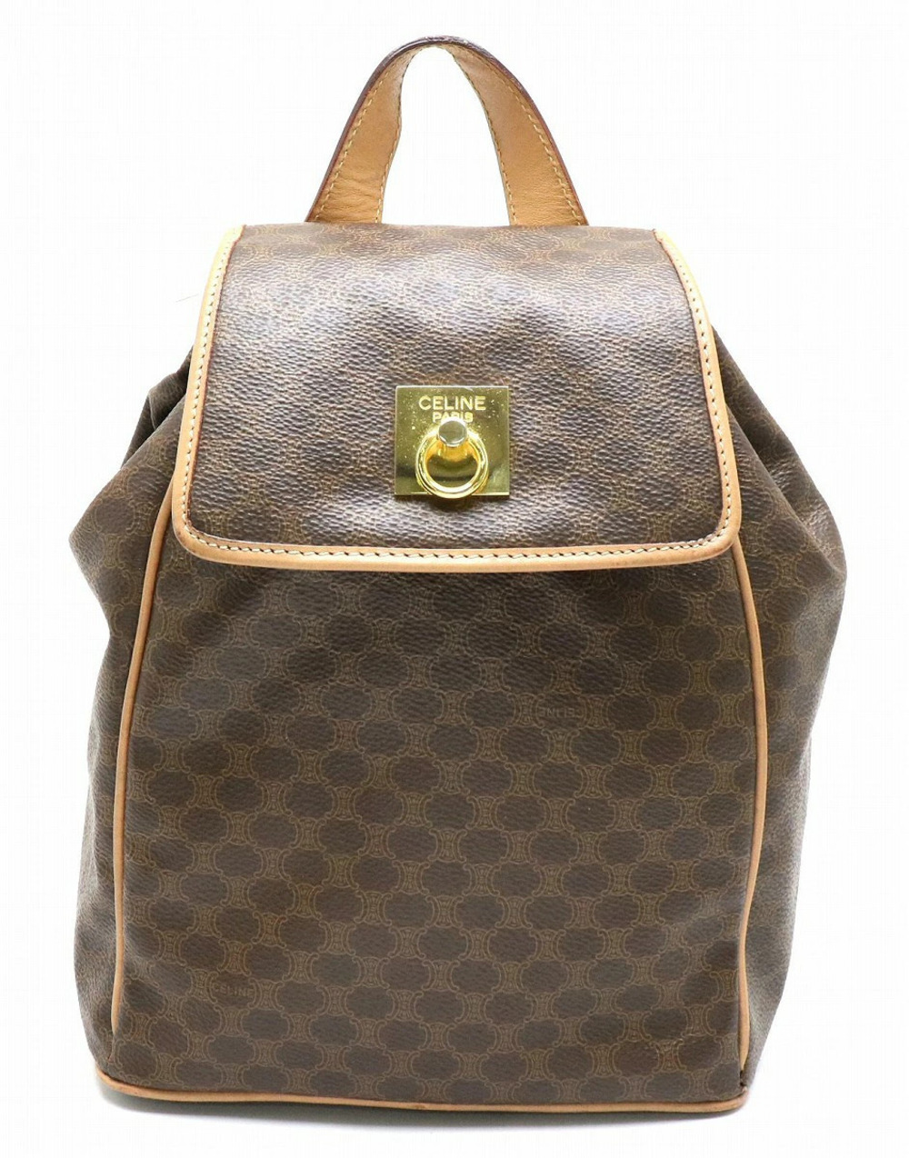 Celine Macadam backpack rucksack leather brown Beige Cream